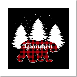 Buffalo Red Plaid Grandson Bear Matching Family Christmas Posters and Art